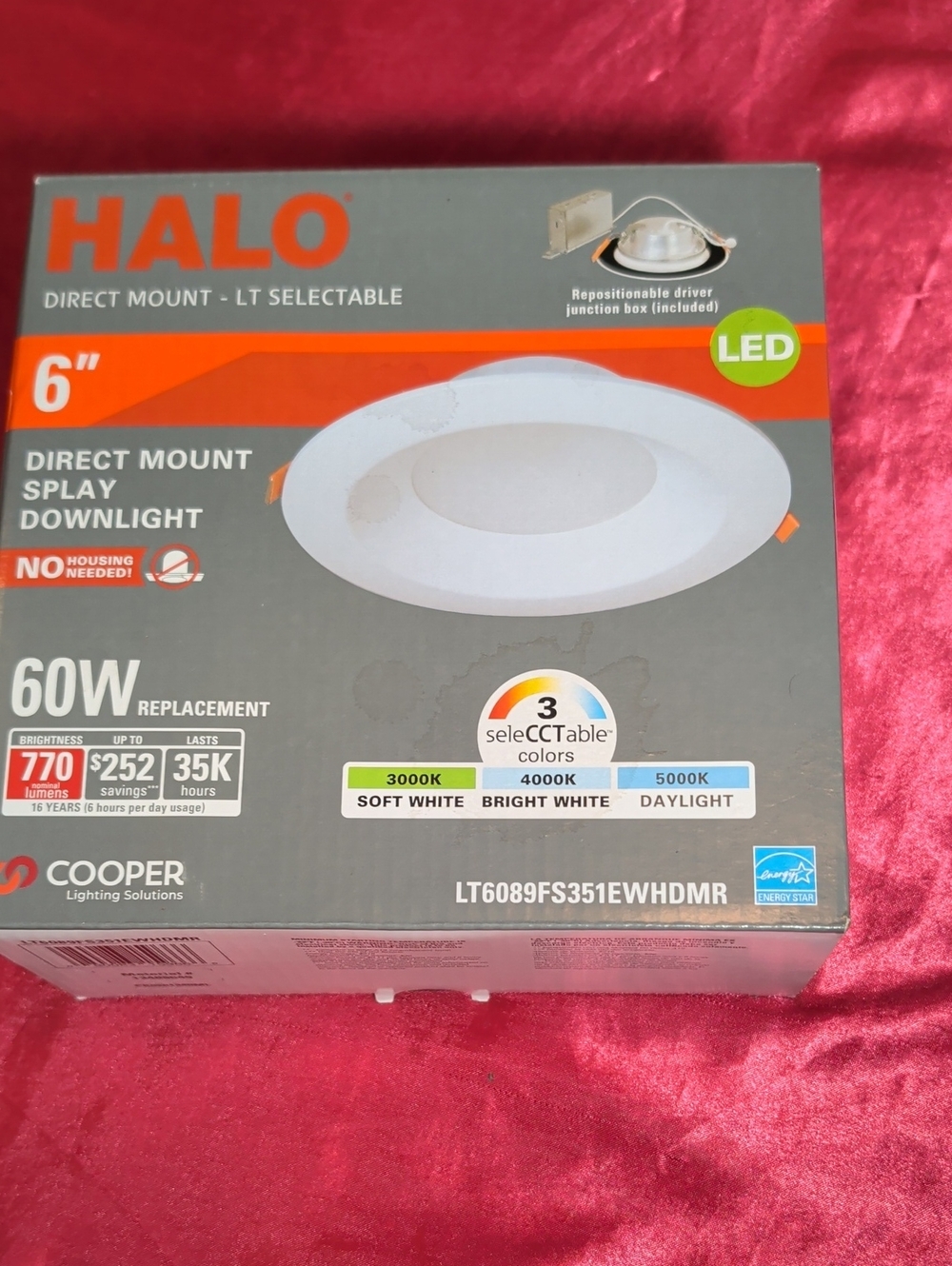 HALO White 6" Direct Mount Splay Downlight - LED